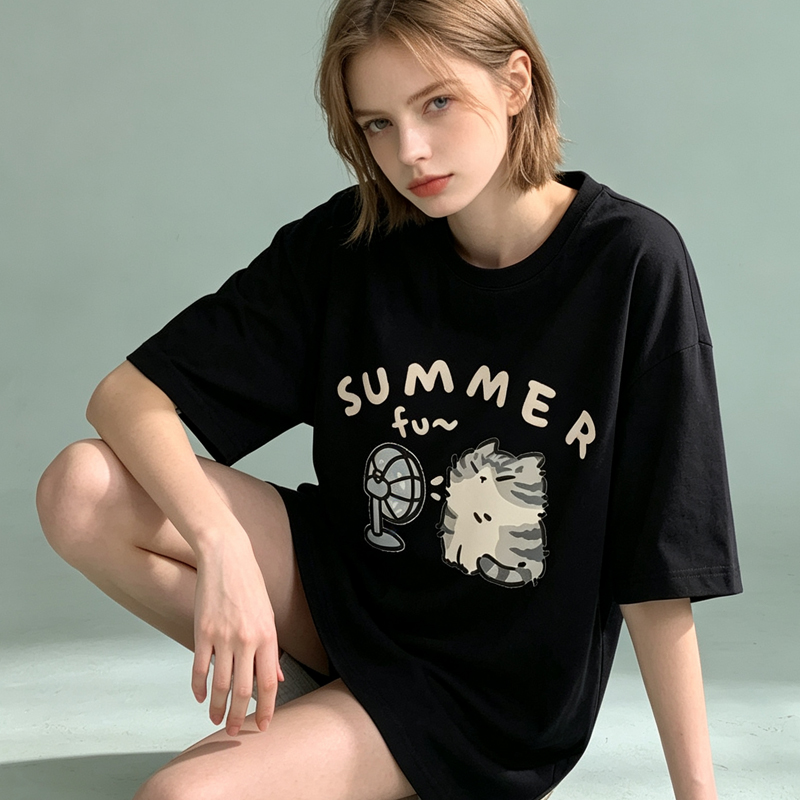 Street Fashion Couple - Camiseta Coreana para Mulheres com Estampa