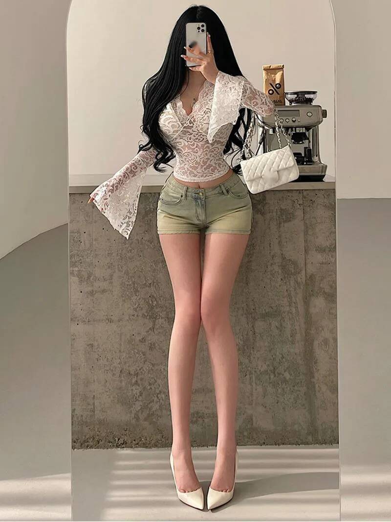 Novos Shorts Femininos Coreano - Street Fashion Korean Girl avaliação e preço