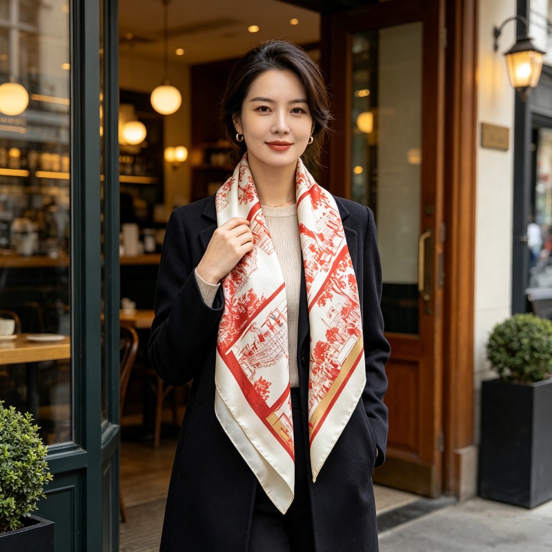 Lenço Quadrado de Seda Pura Am - French Street Fashion avaliação e preço