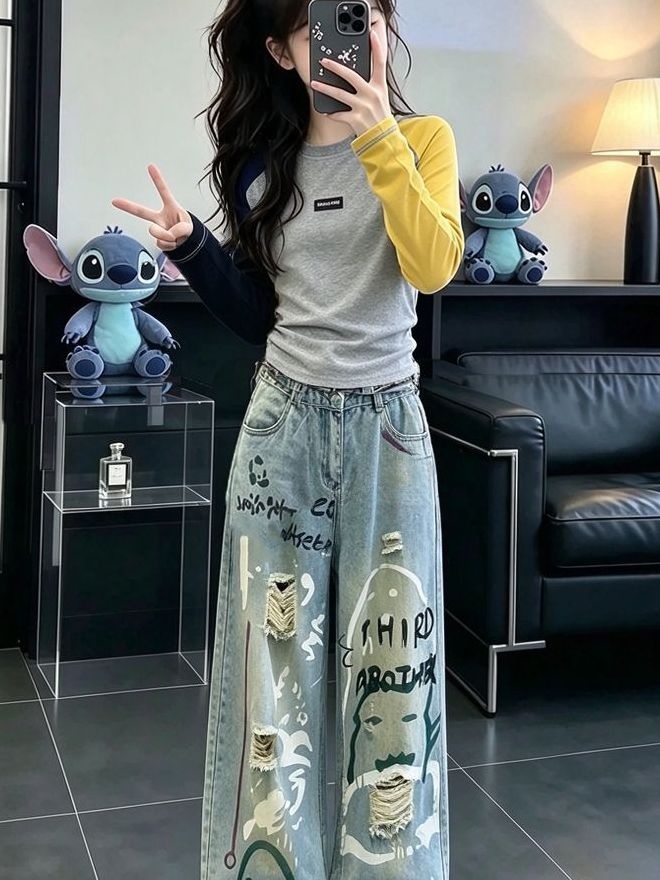 Conjunto Casual de Manga Longa - Street Fashion Korean Girl avaliação e preço