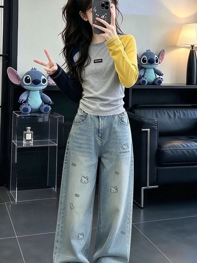 Conjunto Casual de Manga Longa - Street Fashion Korean Girl avaliação e preço