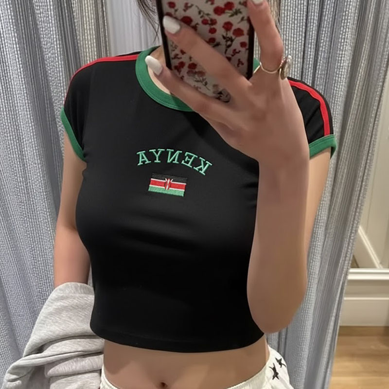 Quênia impresso colheita topo  - Street Fashion Kenya avaliação e preço